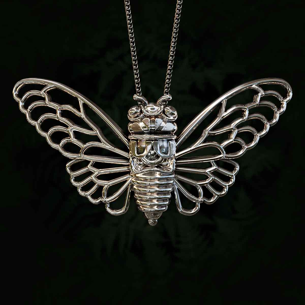 Main-Image-White-Gold-Rhodium-Finish-Cicada-Pendant-Jewelry-For-Necklace