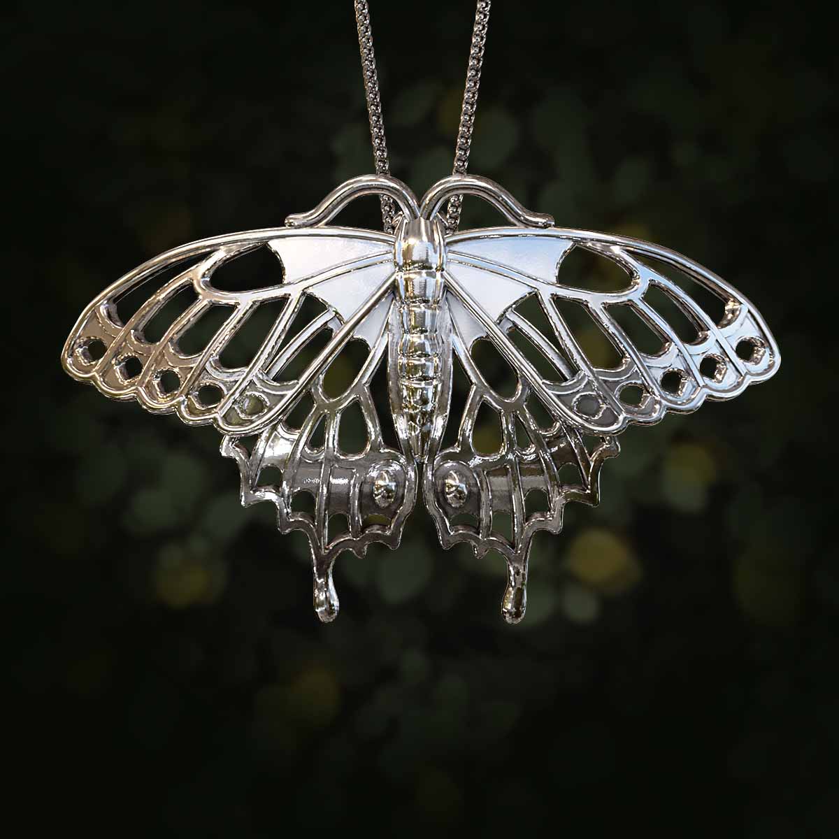 Main-Image-White-Gold-Rhodium-Finish-Swallowtail-Butterfly-Pendant-Jewelry-For-Necklace