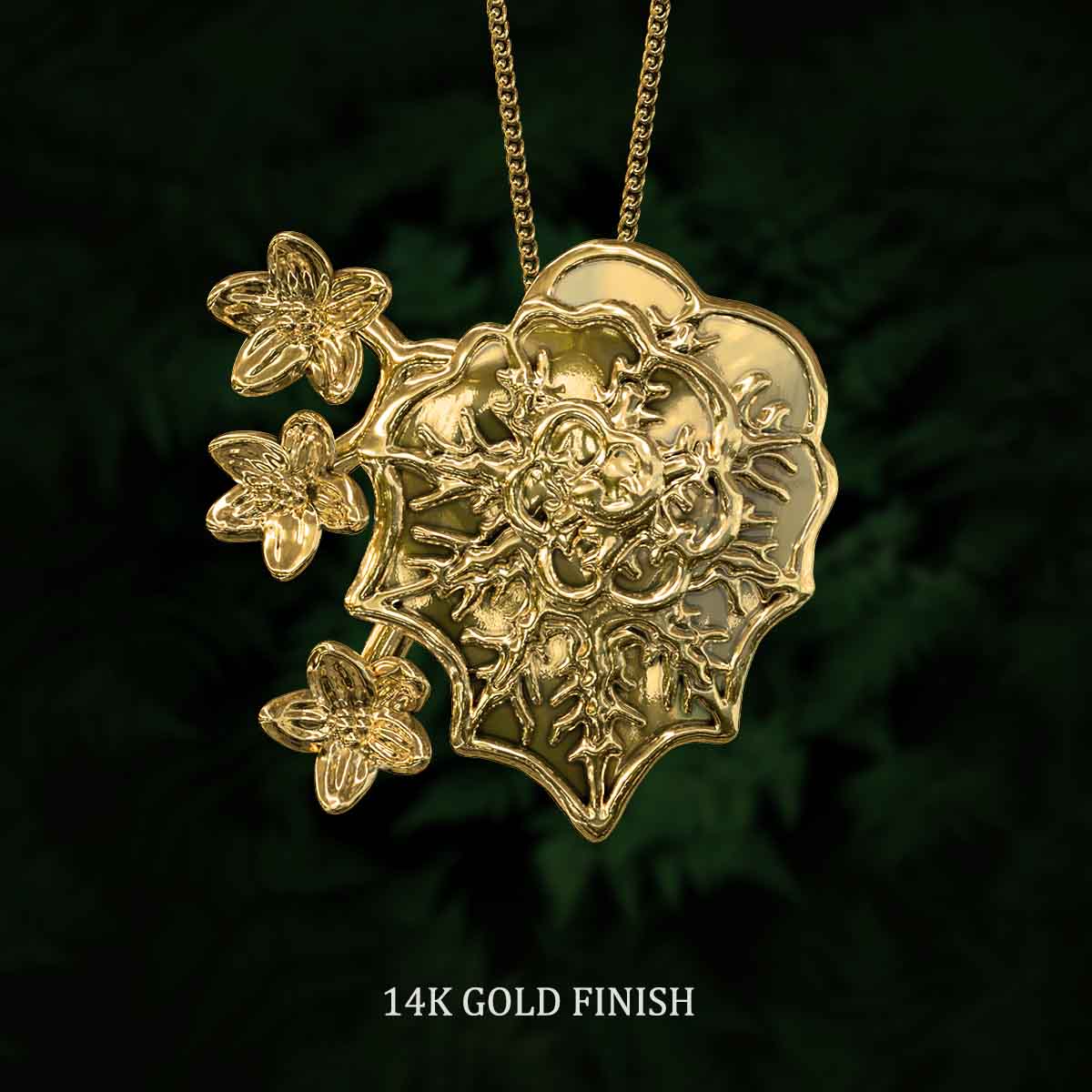 14K-Gold-Finish-Begonia-Rex-Pendant-Jewelry-For-Necklace