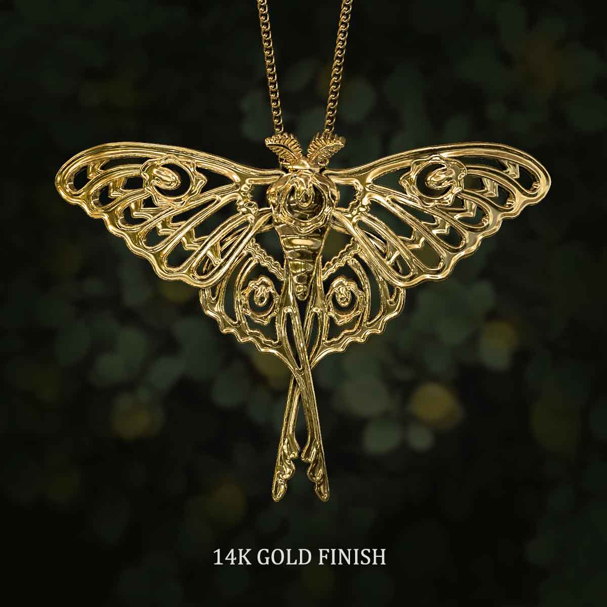     14K-Gold-Finish-Comet-Moth-Pendant-Jewelry-For-Necklace