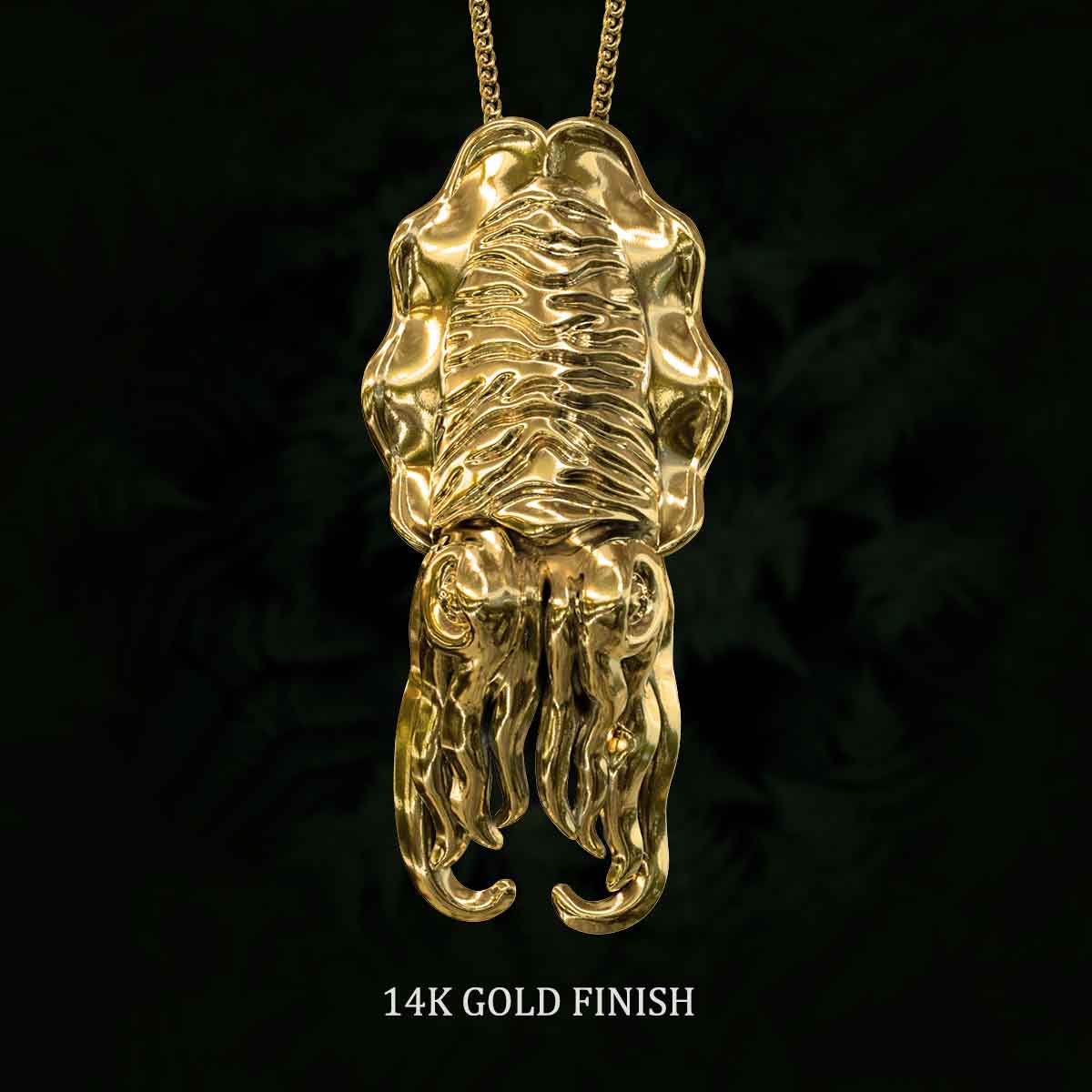 14K-Gold-Finish-Cuttlefish-Pendant-Jewelry-For-Necklace