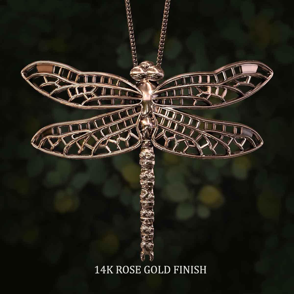 14K-Rose-Gold-Finish-Dragonfly-Pendant-Jewelry-For-Necklace