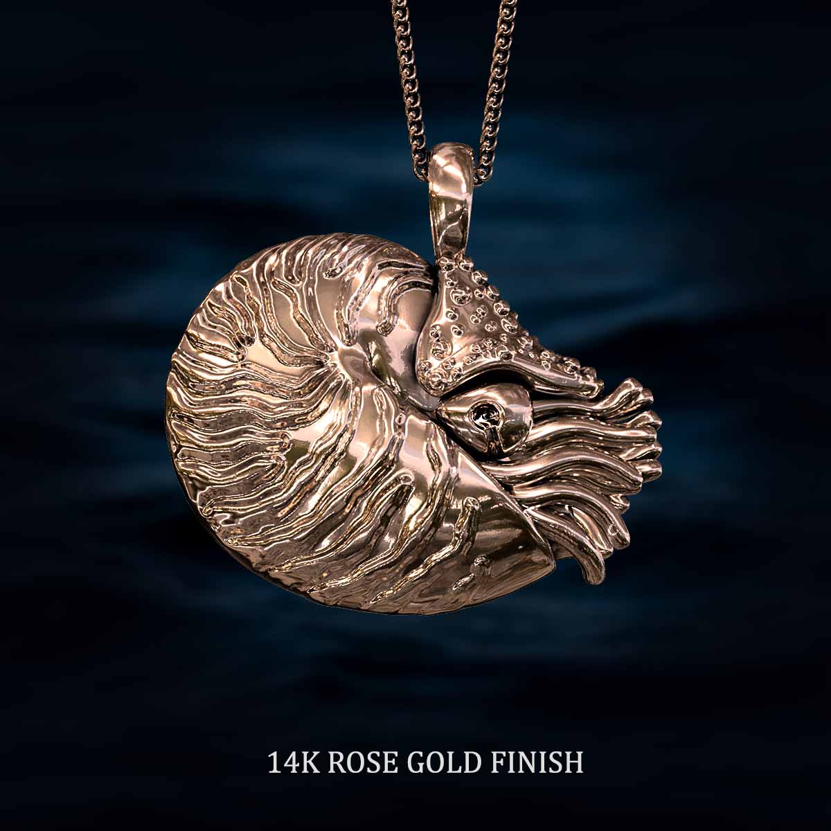 14K-Rose-Gold-Finish-Nautilus-Pendant-Jewelry-For-Necklace