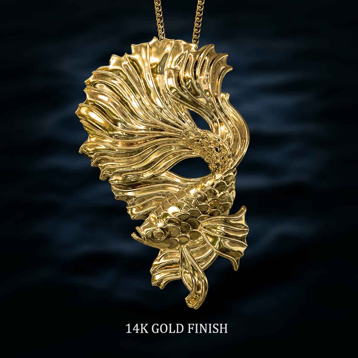 14k-Gold-Finish-Betta-Fish-Pendant-Jewelry-For-Necklace