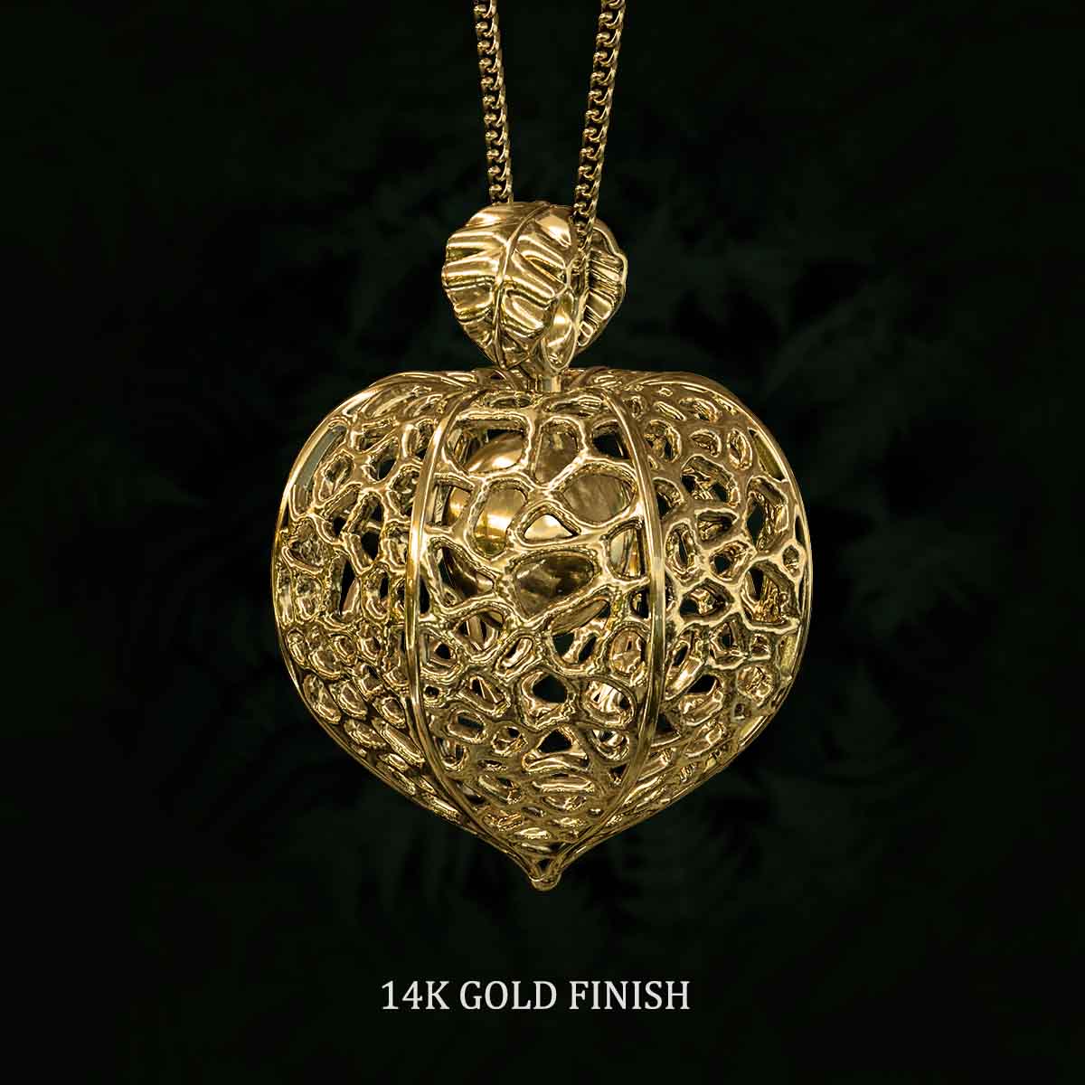     14k-Gold-Finish-Chinese-Lantern-Plant-Pendant-Jewelry-For-Necklace
