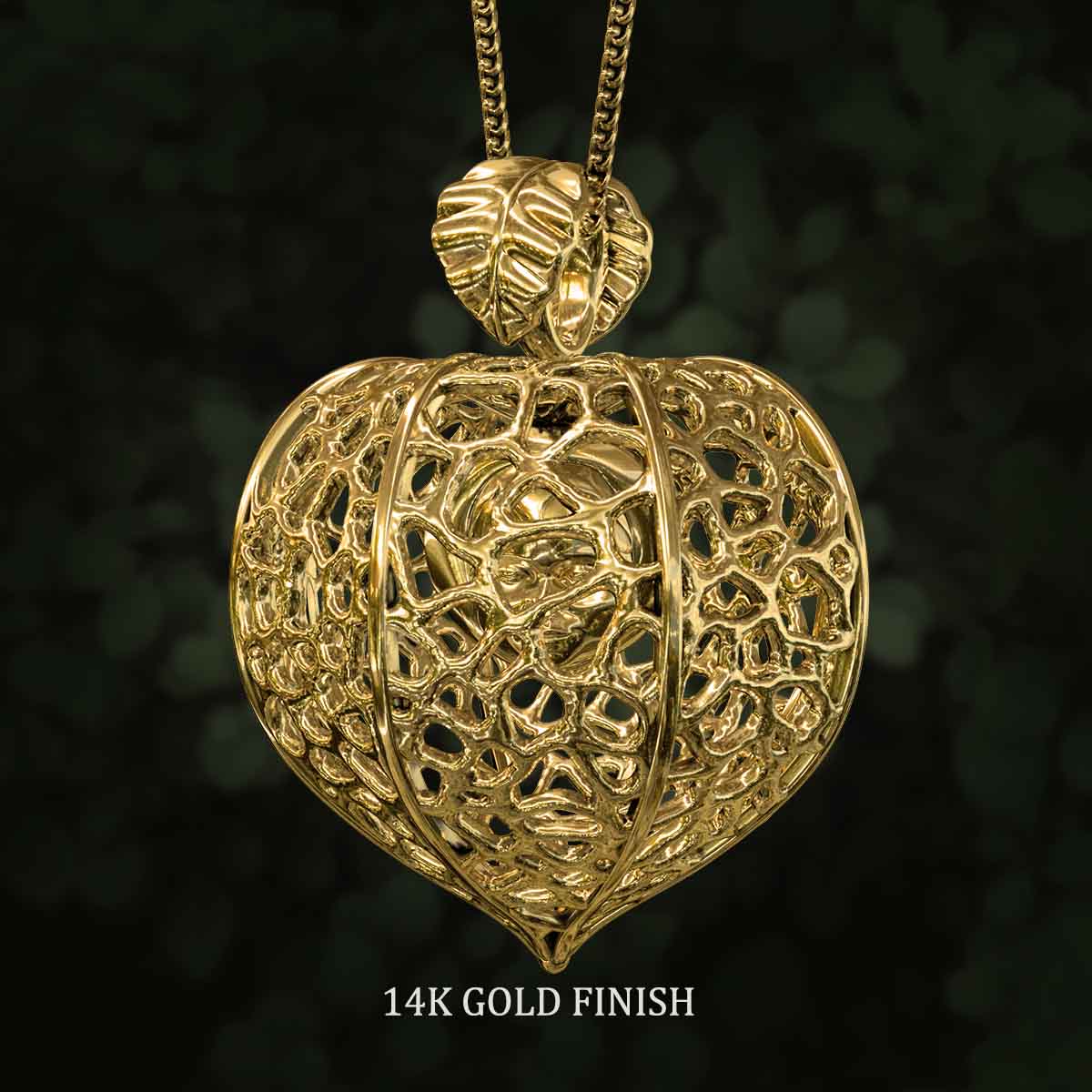 14k-Gold-Finish-Chinese-Lantern-Plant-With-a-Cute-Face-Inside-the-Seed-Pendant-Jewelry-For-Necklace