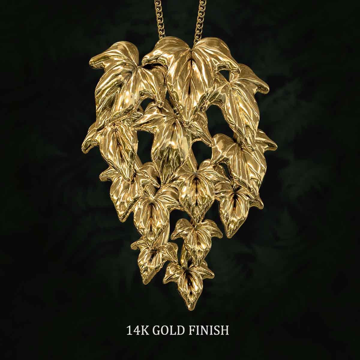 14k-Gold-Finish-Flowing-Vine-Medium-Pendant-Jewelry-For-Necklace