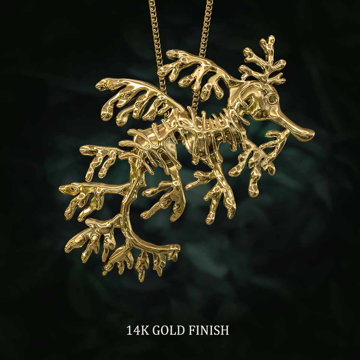 14k-Gold-Finish-Leafy-Sea-Dragon-Pendant-Jewelry-For-Necklace