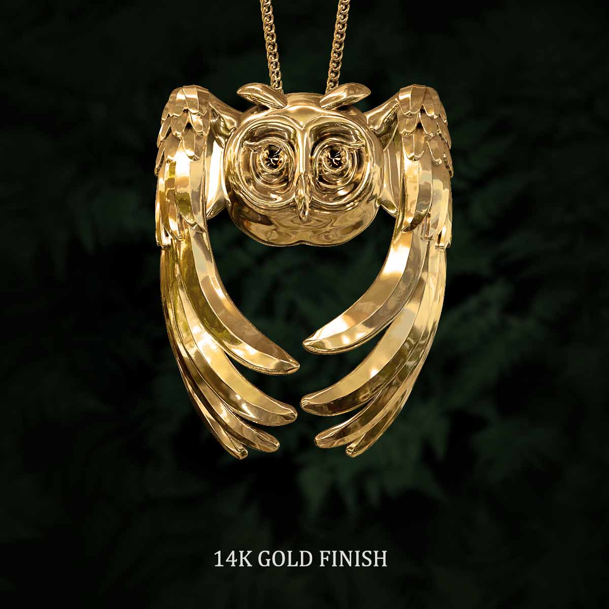 14k-Gold-Finish-Owl-Pendant-Jewelry-For-Necklace