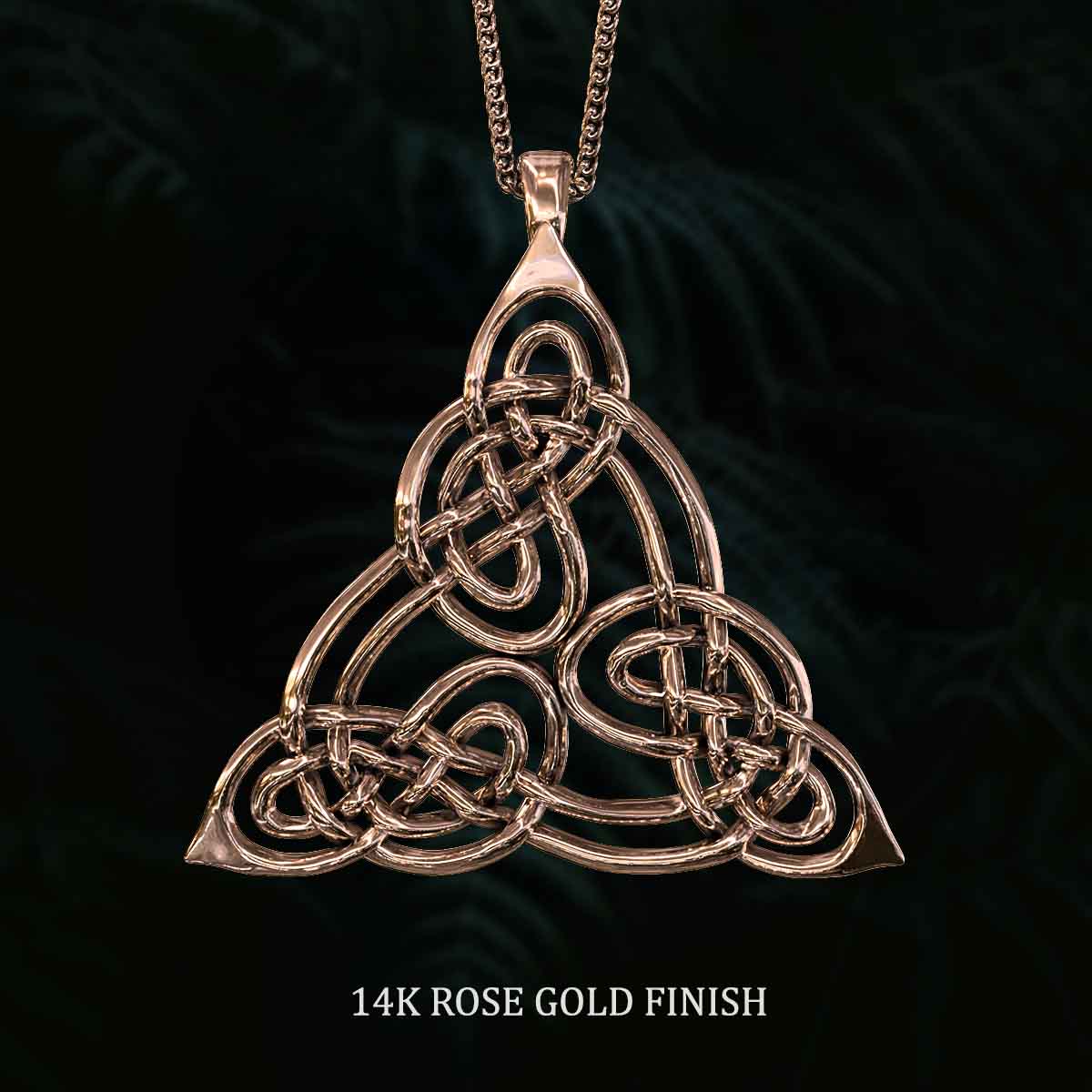 14k-Rose-Gold-Finish-Celtic-Trinity-Pendant-Jewelry-For-Necklace