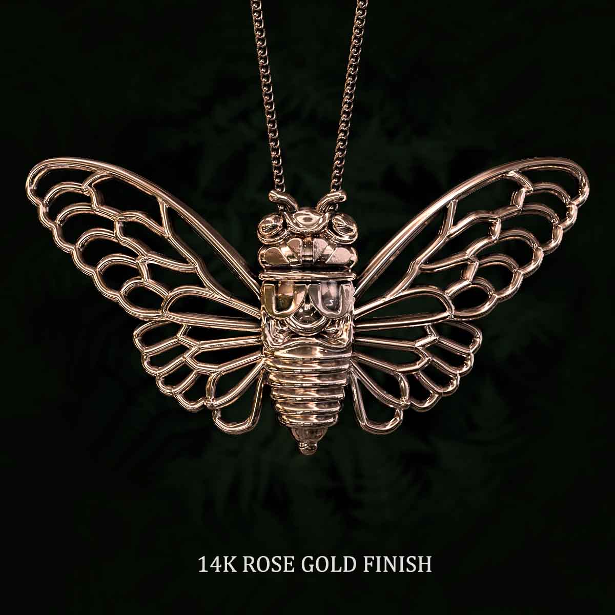 14k-Rose-Gold-Finish-Cicada-Pendant-Jewelry-For-Necklace