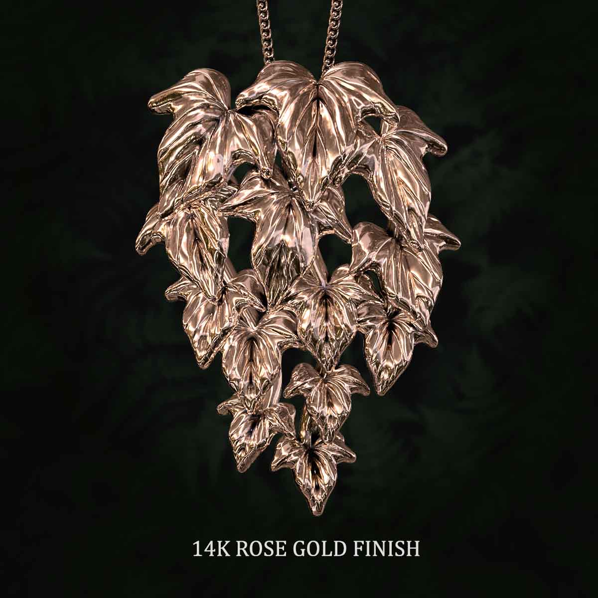     14k-Rose-Gold-Finish-Flowing-Vine-Medium-Pendant-Jewelry-For-Necklace
