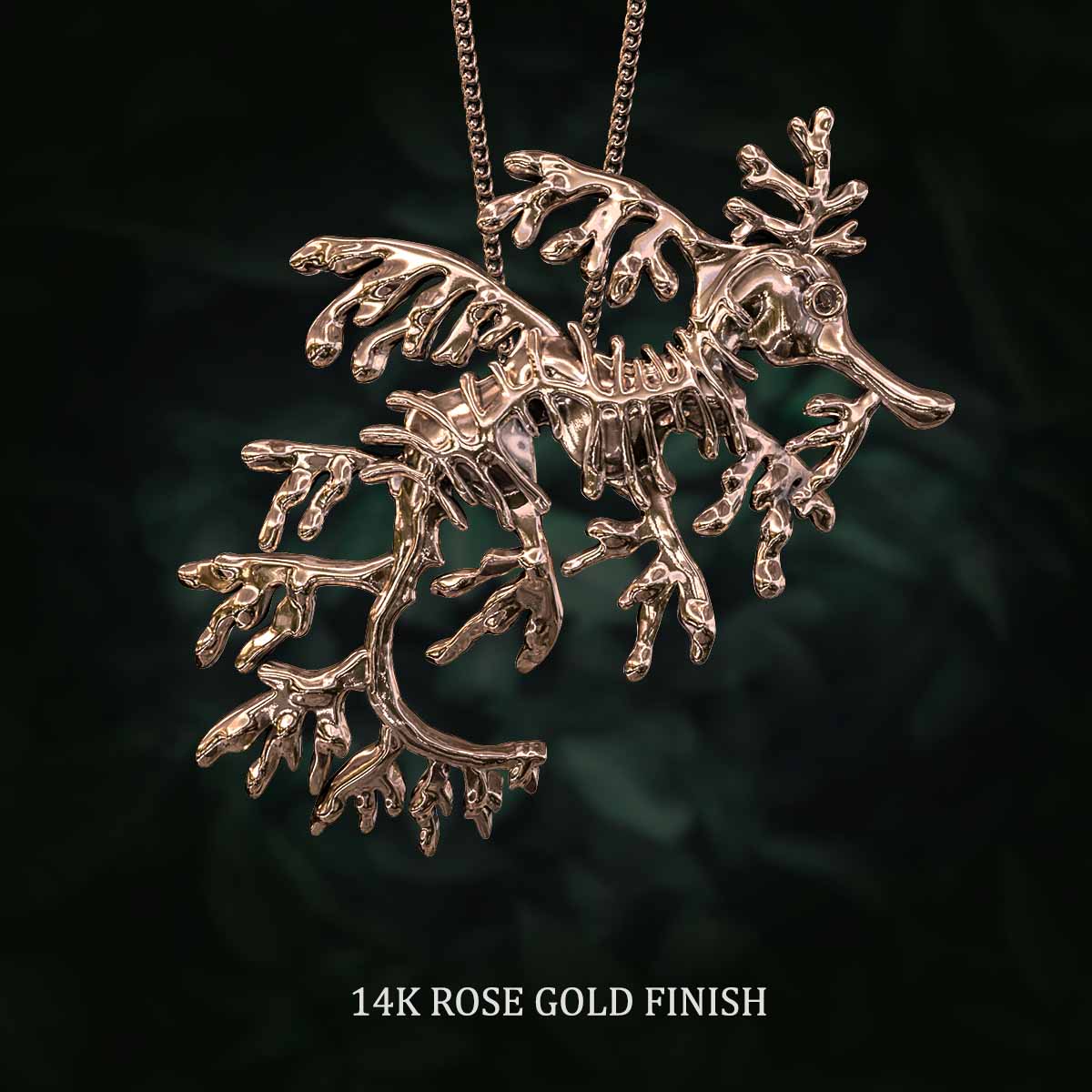 14k-Rose-Gold-Finish-Leafy-Sea-Dragon-Pendant-Jewelry-For-Necklace