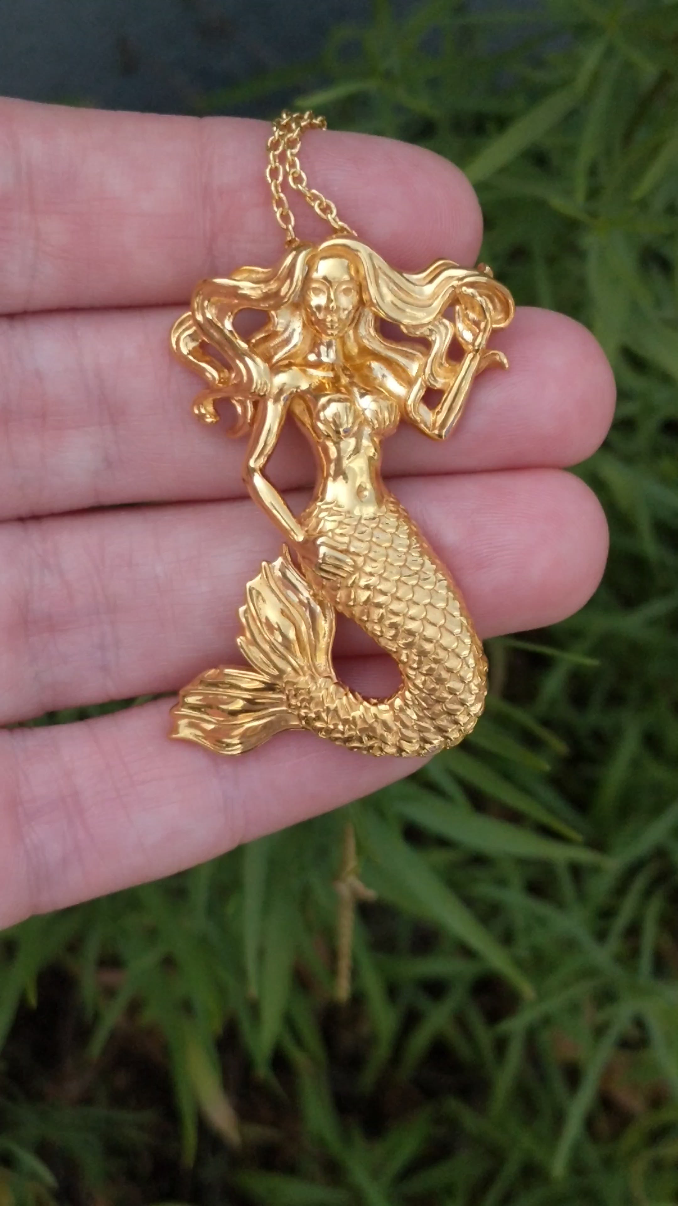 Mermaid Pendant Necklace, 18k Gold Filled - Etsy