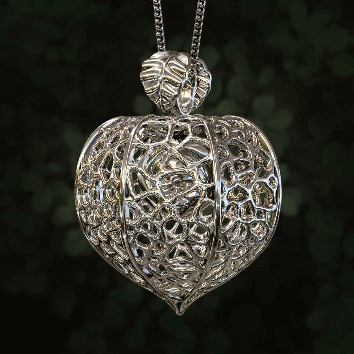 Main-Image-White-Gold-Rhodium-Finish-Chinese-Lantern-Plant-With-a-Cute-Face-Inside-the-Seed-Pendant-Jewelry-For-Necklace