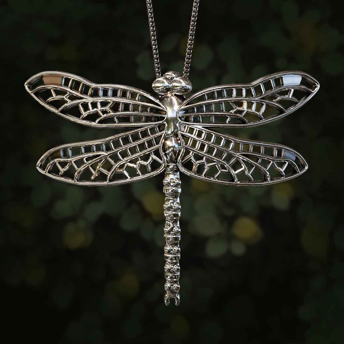 Main-Image-White-Gold-Rhodium-Finish-Dragonfly-Pendant-Jewelry-For-Necklace