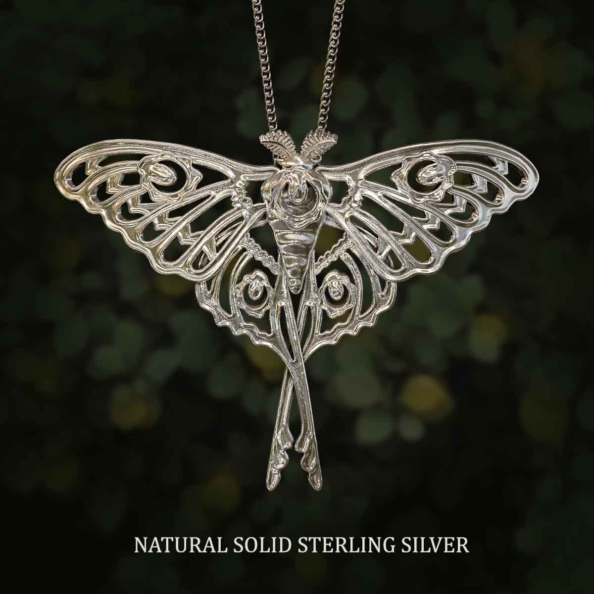 Natural-Satin-Polish-Solid-Sterling-Silver-Comet-Moth-Pendant-Jewelry-For-Necklace
