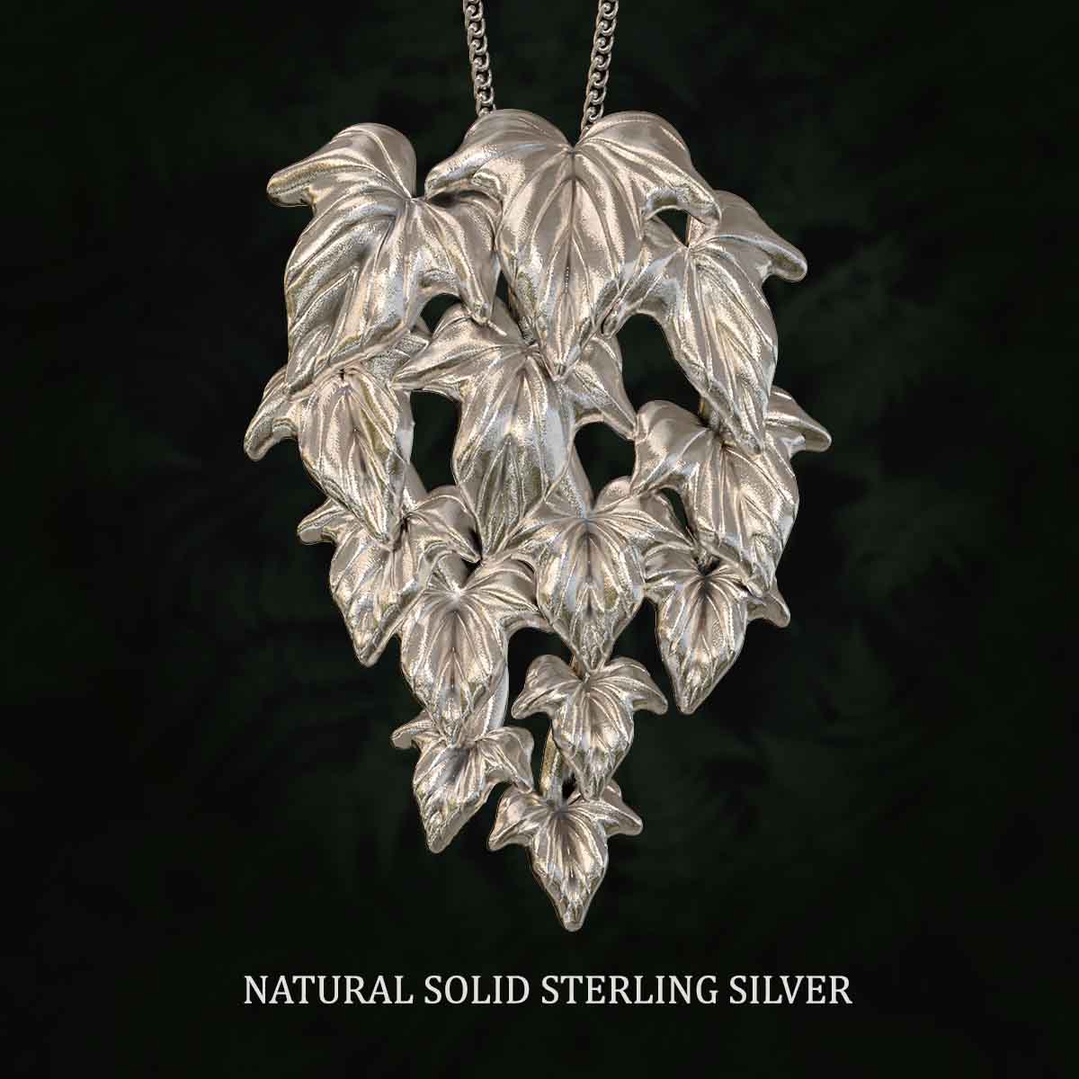     Natural-Satin-Polish-Solid-Sterling-Silver-Flowing-Vine-Medium-Pendant-Jewelry-For-Necklace