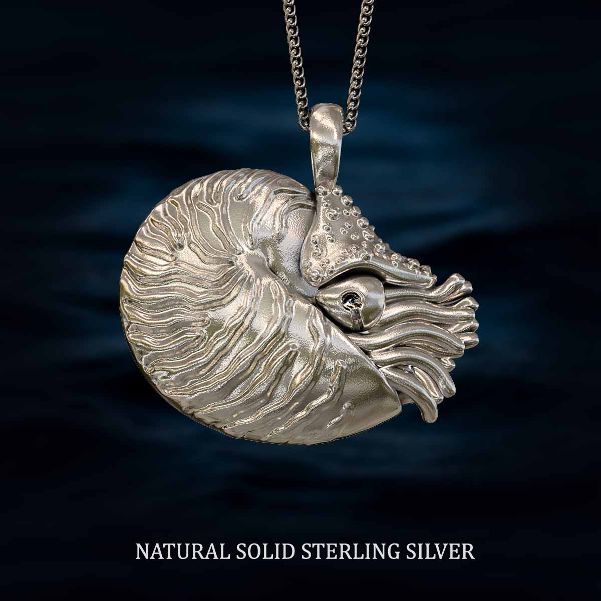 Natural-Satin-Polish-Solid-Sterling-Silver-Nautilus-Pendant-Jewelry-For-Necklace