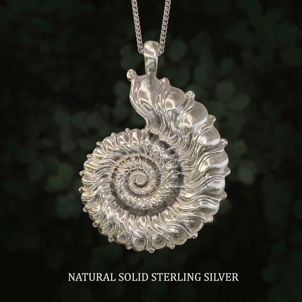 Natural-Sheen-Surface-925-Sterling-Silver-Ammonite-Pendant-Jewelry-For-Necklace