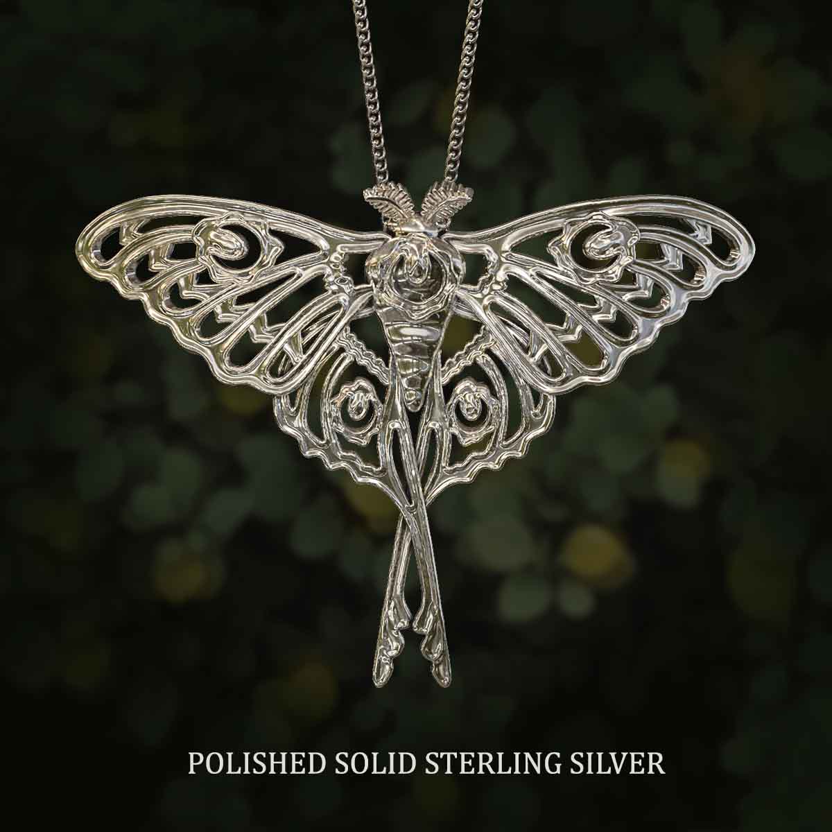 Polished-Solid-Sterling-Silver-Comet-Moth-Pendant-Jewelry-For-Necklace