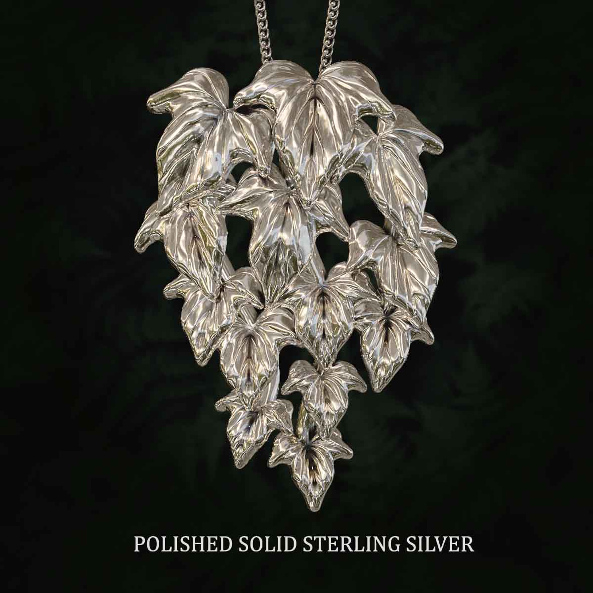     Polished-Solid-Sterling-Silver-Flowing-Vine-Medium-Pendant-Jewelry-For-Necklace