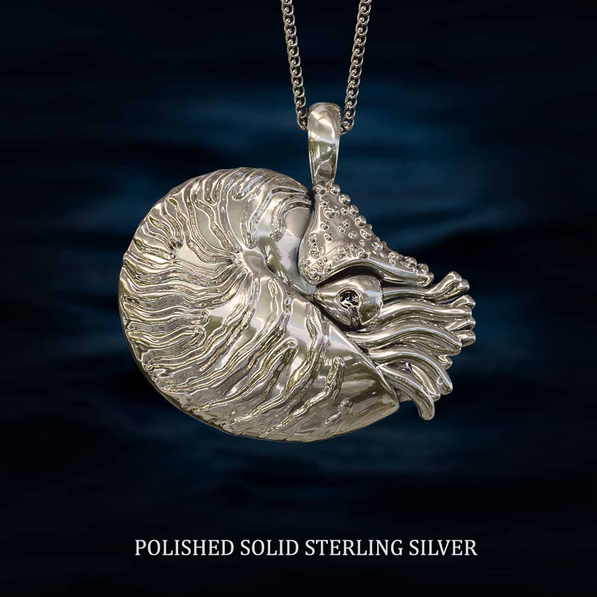     Polished-Solid-Sterling-Silver-Nautilus-Pendant-Jewelry-For-Necklace