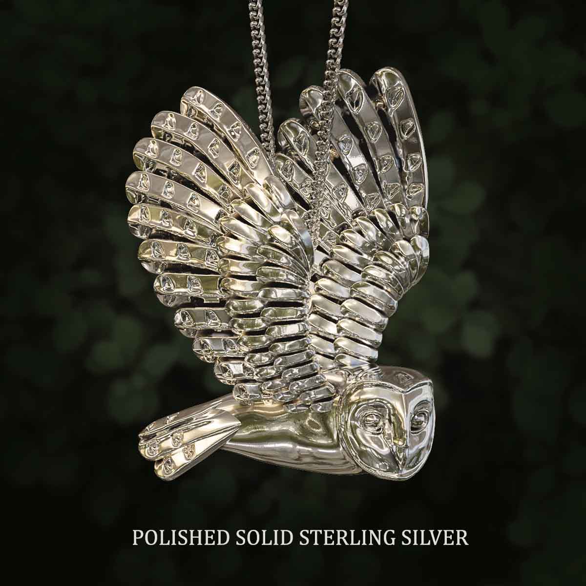     Polished-Solid-Sterling-Silver-Owl-Wings-Up-Pendant-Jewelry-For-Necklace