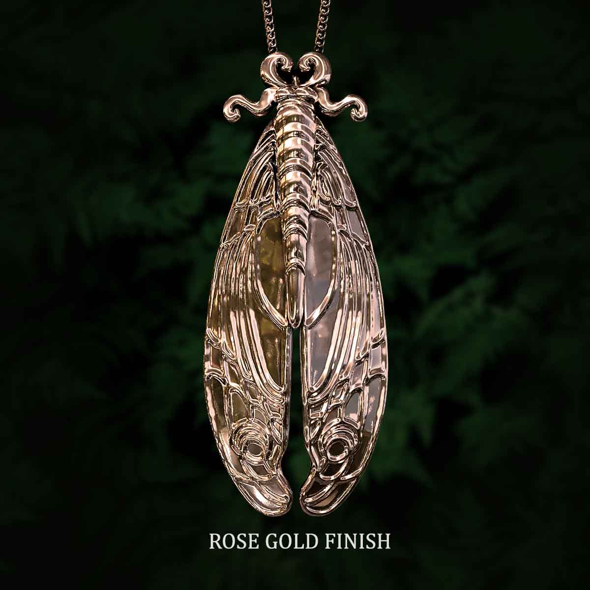 14k Rose-Gold-Finish-Art-Nouveau-Moth-Pendant-Jewelry-For-Necklace
