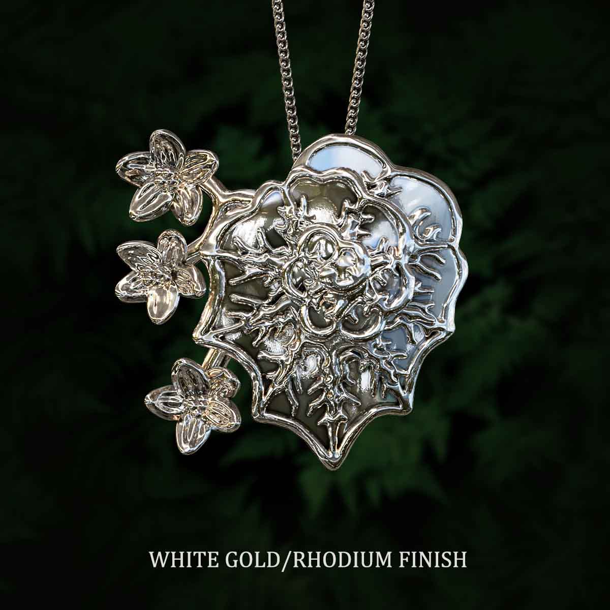 White-Gold-Rhodium-Begonia-Rex-Pendant-Jewelry-For-Necklace