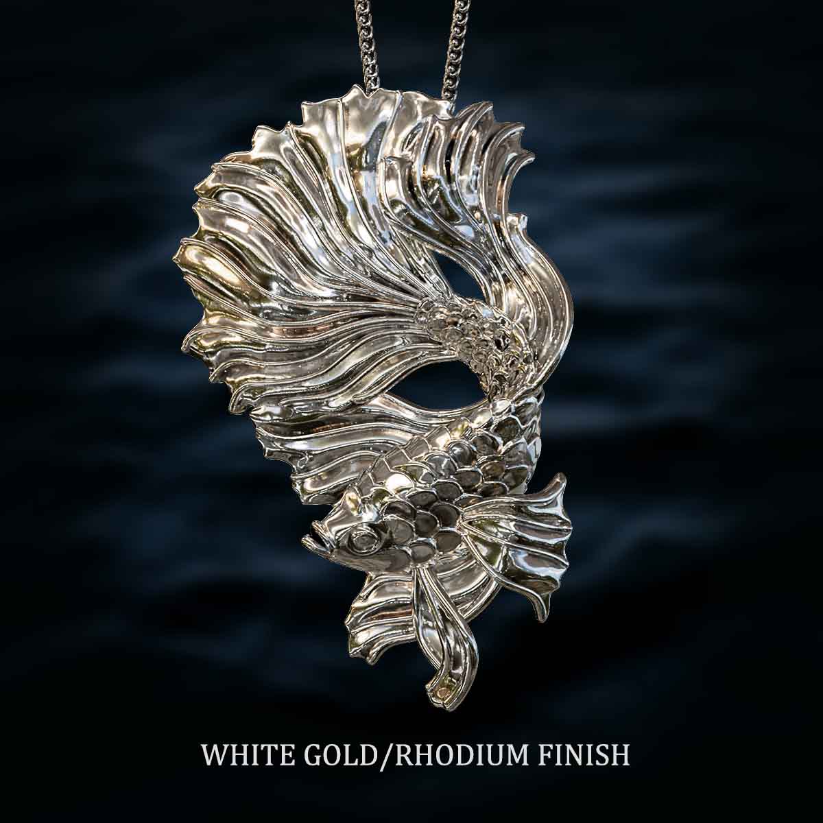 White-Gold-Rhodium-Betta-Fish-Pendant-Jewelry-For-Necklace