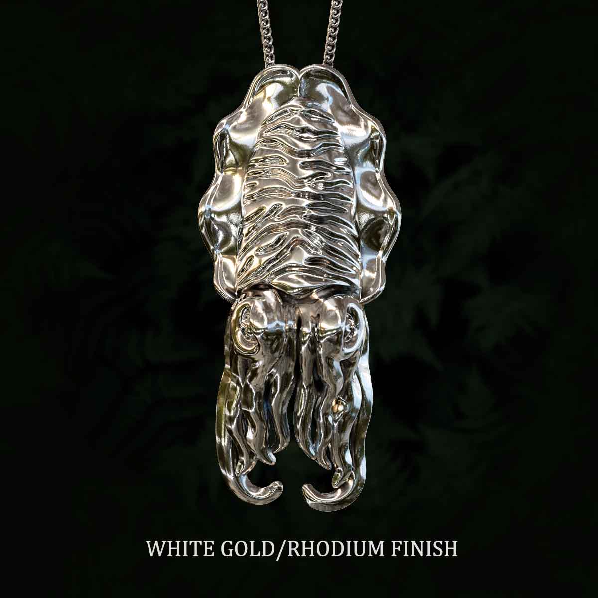 White-Gold-Rhodium-Finish-Cuttlefish-Pendant-Jewelry-For-Necklace